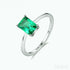 Rectangular Cut Sterling Silver Emerald Ring Athena